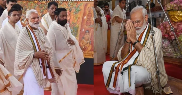 Prime Minister Narendra Modi at Guruvayur Sri Krishna Swamy Mandir in Thrissur, Kerala
