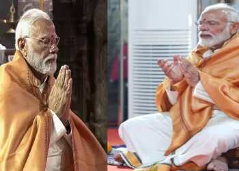 Prime Minister Narendra Modi at Veerabhadra Mandir in Lepakshi, Andhra Pradesh