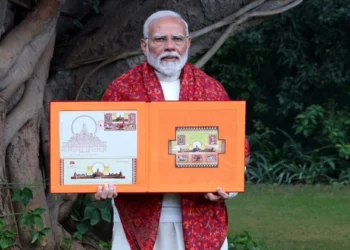 Prime Minister Narendra Modi, released commemorative postage stamps on the Ram Mandir