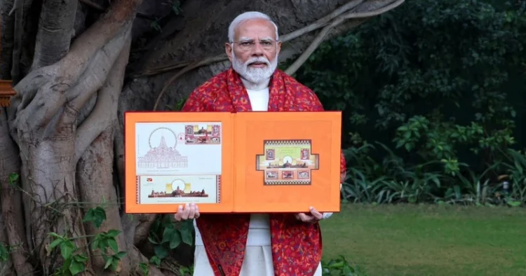 Prime Minister Narendra Modi, released commemorative postage stamps on the Ram Mandir