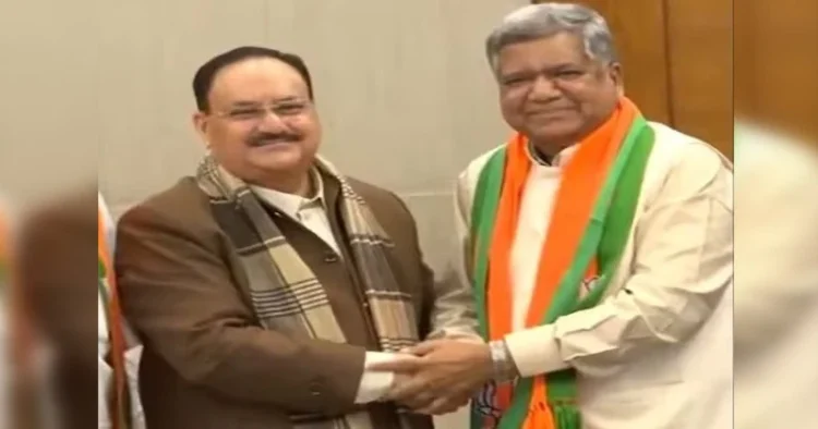 BJP President JP Nadda (Left) with Former Karnataka Chief Minister Jagdish Shettar (Right)