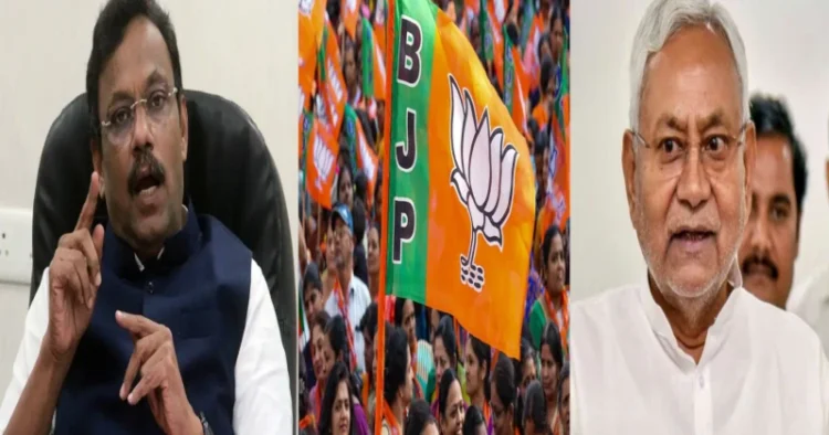 BJP National General Secretary Vinod Tawde (Left), Bihar Chief Minister Nitish Kumar (Right)