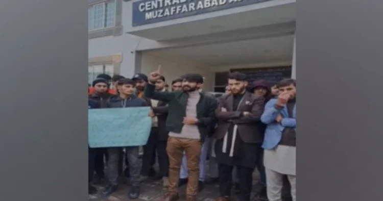 Students from Gilgit-Baltistan (GB), enrolled in universities located in Pakistan-Occupied Kashmir (PoJK), stage protest