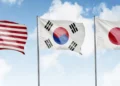 Flags of US, Japan and South Korea (Representative Image)