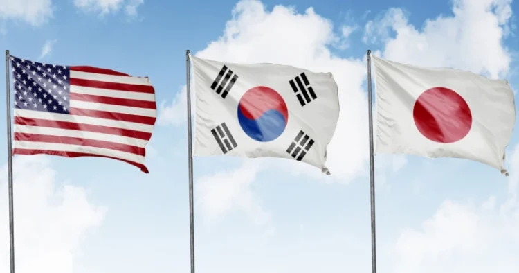 Flags of US, Japan and South Korea (Representative Image)