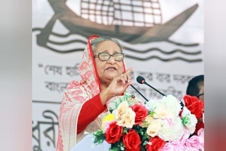 Awami League President and Bangladesh Prime Minister Sheikh Hasina at an event in Dhaka