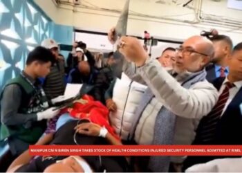 Manipur CM N. Biren Singh met injured security personnel at RIMS hospital (North East TV)