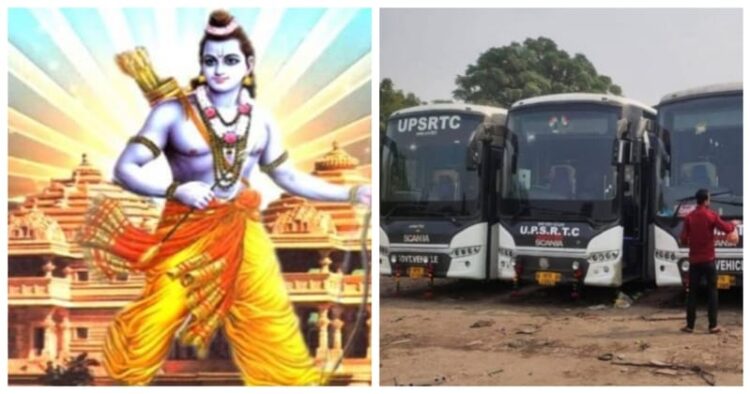 Bhagwan Ram {Left) and UPSRTC buses (Right)