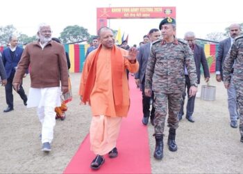 Chief Minister Yogi Adityanath at 'Know Your Army' festival organised at Surya Khel Parisar, Lucknow