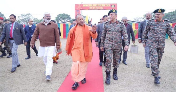 Chief Minister Yogi Adityanath at 'Know Your Army' festival organised at Surya Khel Parisar, Lucknow