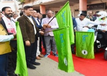 Assam Minister of Transport Parimal Suklabaidya flagged off the app-based electric bike taxi service in Guwahati