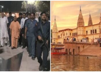Uttar Pradesh CM Yogi Adityanath in Ayodhya's Guptar Ghat