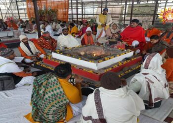The Yajna being performed in the Ram Mandir complex