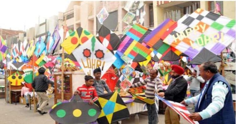 Kites at the market ahead of the Lohri Festival