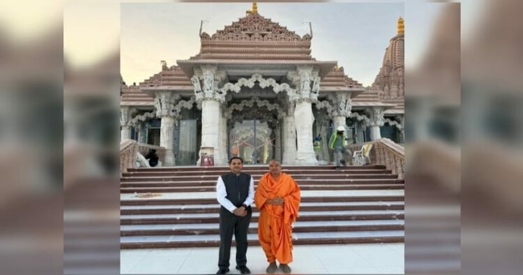 India's Ambassador to UAE, Sunjay Sudhir, visited the BAPS Hindu Mandir in Abu Dhabi