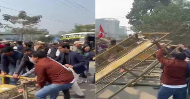 Congress workers clash with the Assam police