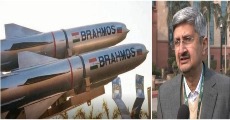 BrahMos supersonic cruise missile (Left) and DRDO chairman Dr Samir V Kamat (Right)