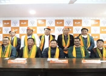 Two Congress MLAs and an equal number of legislators from the National People’s Party (NPP) officially join the BJP in Arunachal Pradesh