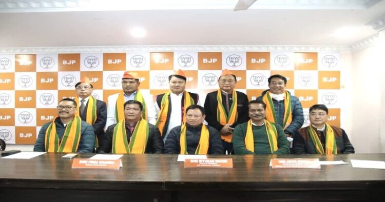 Two Congress MLAs and an equal number of legislators from the National People’s Party (NPP) officially join the BJP in Arunachal Pradesh