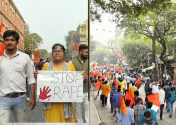 ABVP takes out protest march in Kolkata. Demand justice for Sandeshkhali victims