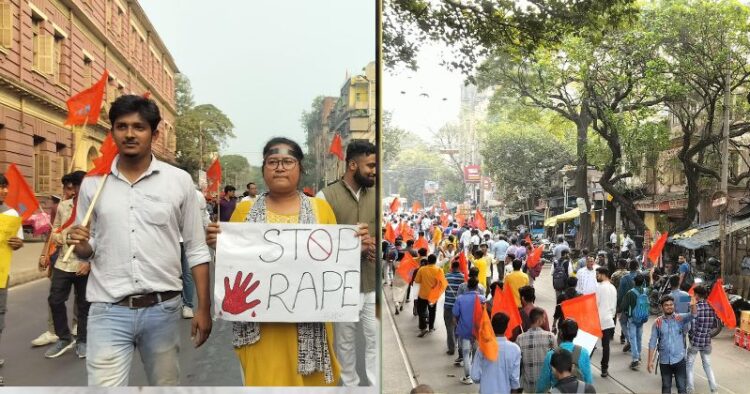 ABVP takes out protest march in Kolkata. Demand justice for Sandeshkhali victims