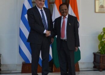 Left: Athanasios Ntokos (NSA of Greece), Right: India's NSA Ajit Doval