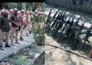 Imphal West Police commandos surrender arms in protest