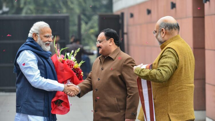 Prime Minister Narendra Modi, BJP President JP Nadda and the Home Minister Amit Shah (Image Source: From January 2020, India Today)