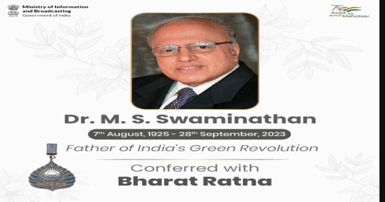 MS Swaminathan conferred with Bharat Ratna (Image Source: X)