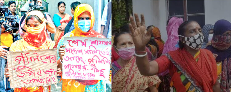 Women protest against TMC leader Sheikh Shahjahan, 
in Sandeshkhali
