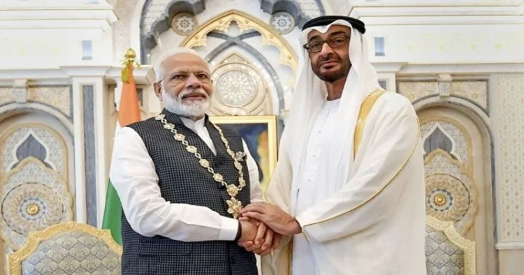 Prime Minister Narendra Modi with Abu Dhabi crown prince, Sheikh Mohammed bin Zayed Al Nahyan