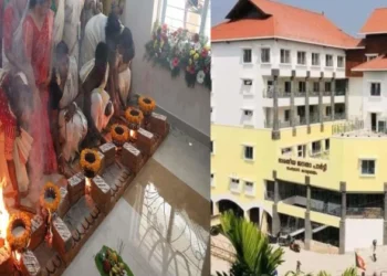 Tribal Women performing pooja (Left), Mararji Bhavan, State Headquarters (Right)