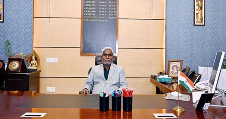 Jharkhand CM Champai Soren in his office (Source: ANI)