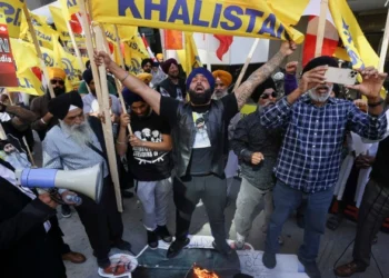 Demonstrators gather across from the High Commission of India in Ottawa, Ontario, Canada (Source: Reuters)