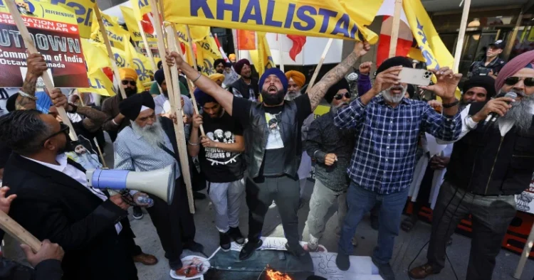 Demonstrators gather across from the High Commission of India in Ottawa, Ontario, Canada (Source: Reuters)