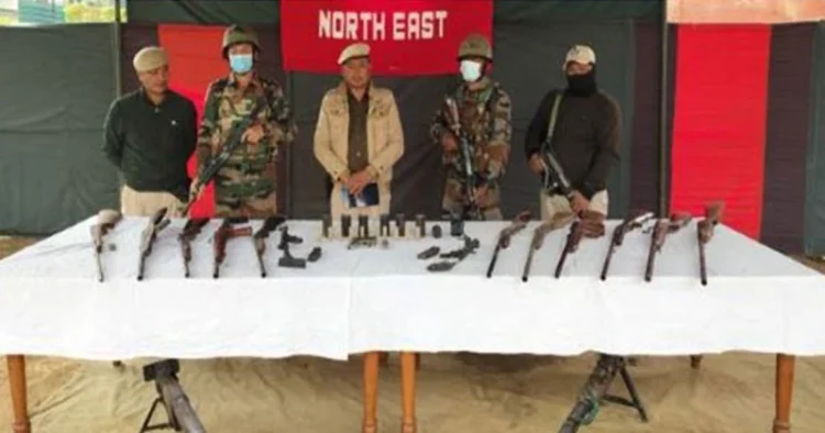 Security forces have conducted search operations in Manipur, seizing weapons in vulnerable areas of the hills and valley districts of the State