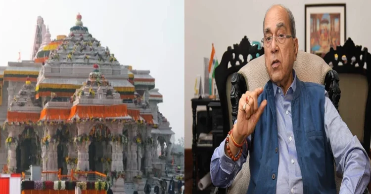 Ayodhya's Ram Mandir (Left), Ayodhya Ram Mandir Construction Committee Chairman Nripendra Mishra (Right)