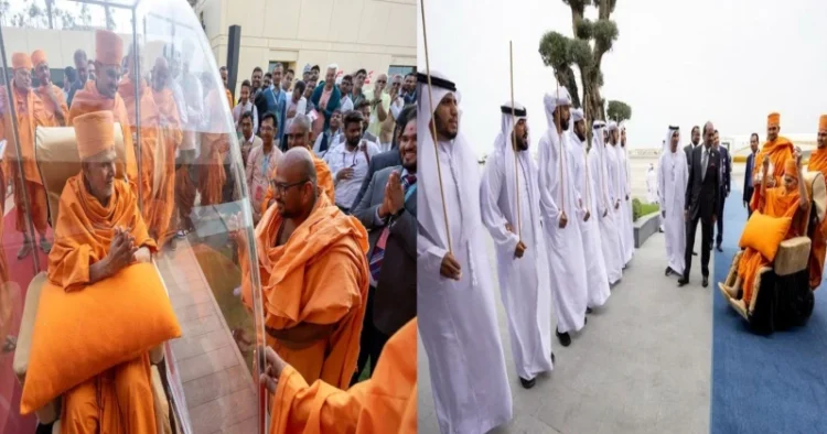 Prominent Spiritual leader Mahant Swami Maharaj arrives in Abu Dhabi, UAE (Source: ANI)