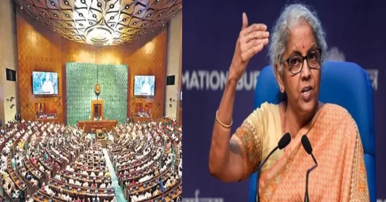 Parliament Budget Session (Left), Union Finance Minister Nirmala Sitharaman (Right)