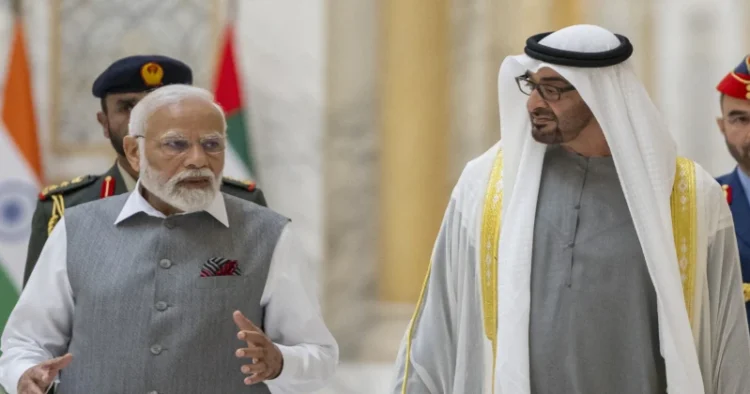 Prime Minister Narendra Modi (Left) UAE President Sheikh Mohamed bin Zayed Al Nahyan (Right)