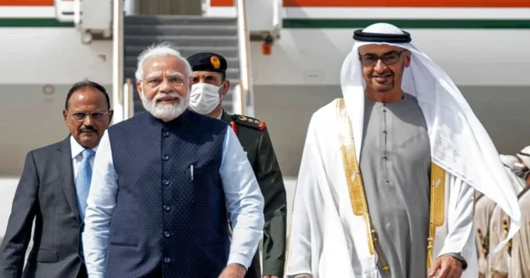 Prime Minister Narendra Modi with UAE President Sheikh Mohamed bin Zayed Al Nahyan