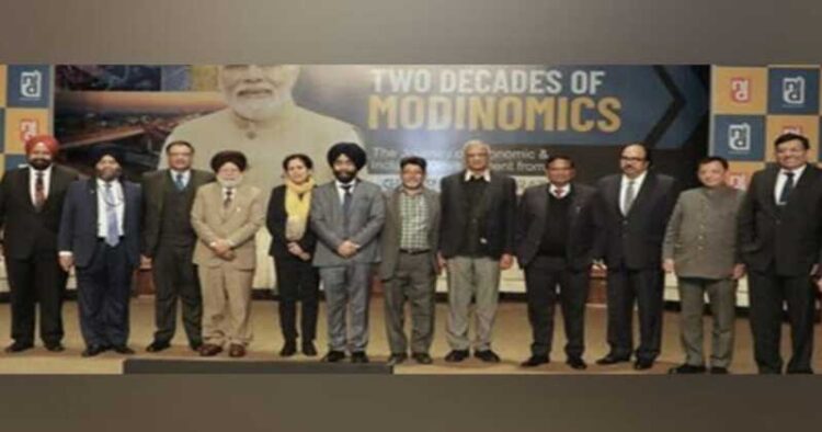 Chandigarh University Vice-Chancellor Prof. (Dr) Manpreet Singh Manna along with industry experts during the panel discussion organised by the NID Foundation at Chandigarh University's Gharuan Campus