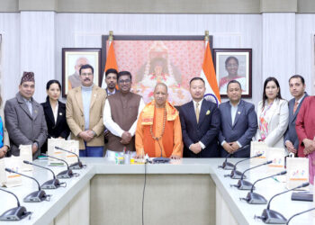 Uttar Pradesh Chief Minister Yogi Adityanath with the Nepali delegation