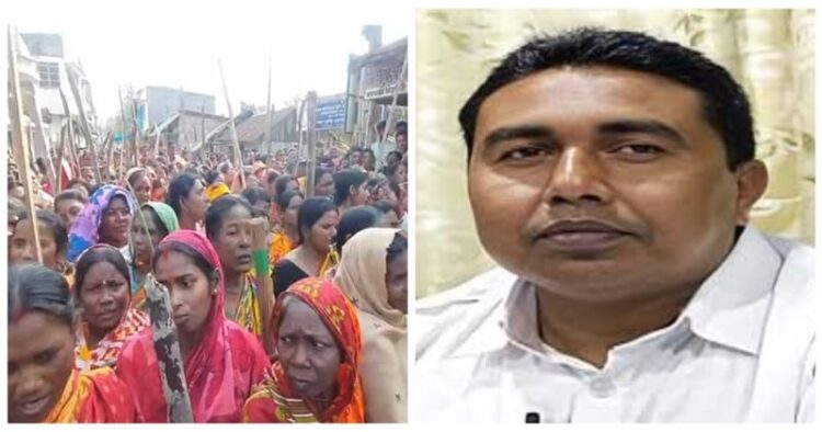 Women in Sandeshkhali come out in protest against TMC leader Sheikh Shajahan