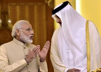 PM Modi with Emir of Qatar, Sheikh Tamim ibn Hamad Al Thani (Image: NDTV)