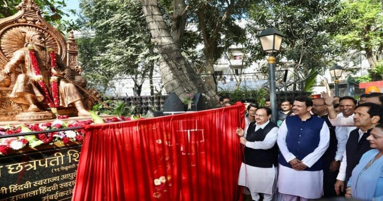 BJP Chief JP Nadda unveils the statue of Chhatrapati Shivaji