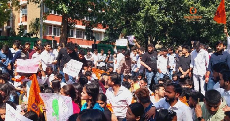 ABVP wages protest, demnda justice for Sandeshkhali women