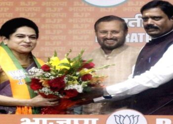 Former Congress leader from Kerala Padmaja Venugopal addresses media after joining Bharatiya Janata Party (BJP) in the presence of party leader Prakash Javadekar in New Delhi on March 7