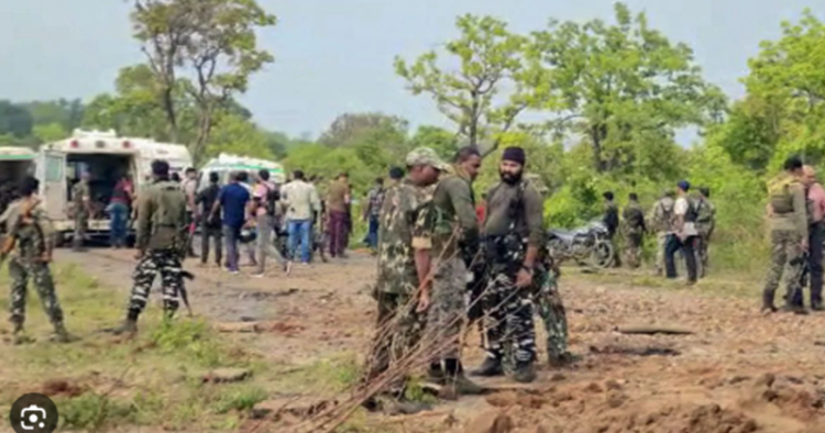 Security forces at the site of the encounter