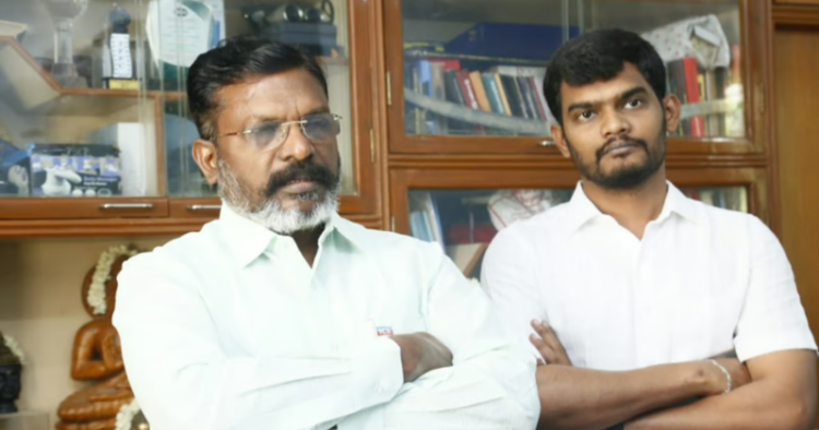 L-R: VCK founder-president Thol. Thirumavalavan with A Mohamed SaleemImage posted on X by @saleemvck